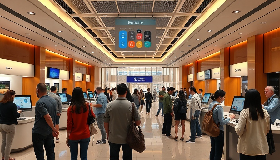 Houston Banking modern interior with diverse customers engaging.