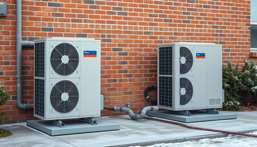 Outdoor heat pumps highlighting electrification transition.