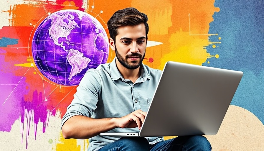 Modern internet marketing collage showing laptop use.