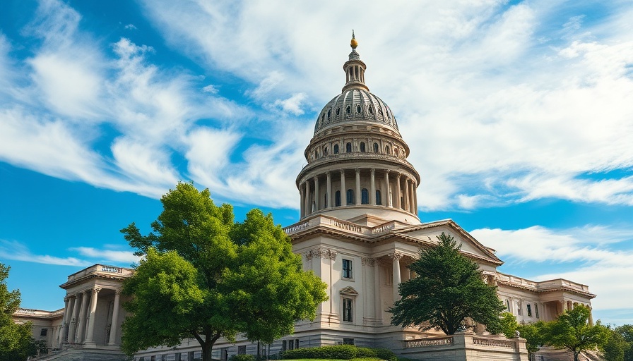 Historic Capitol Building's majestic architecture under a blue sky.