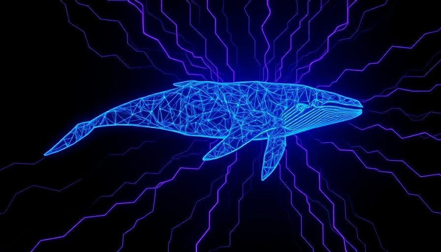 Abstract depiction of energy consumption in AI with a glowing whale.