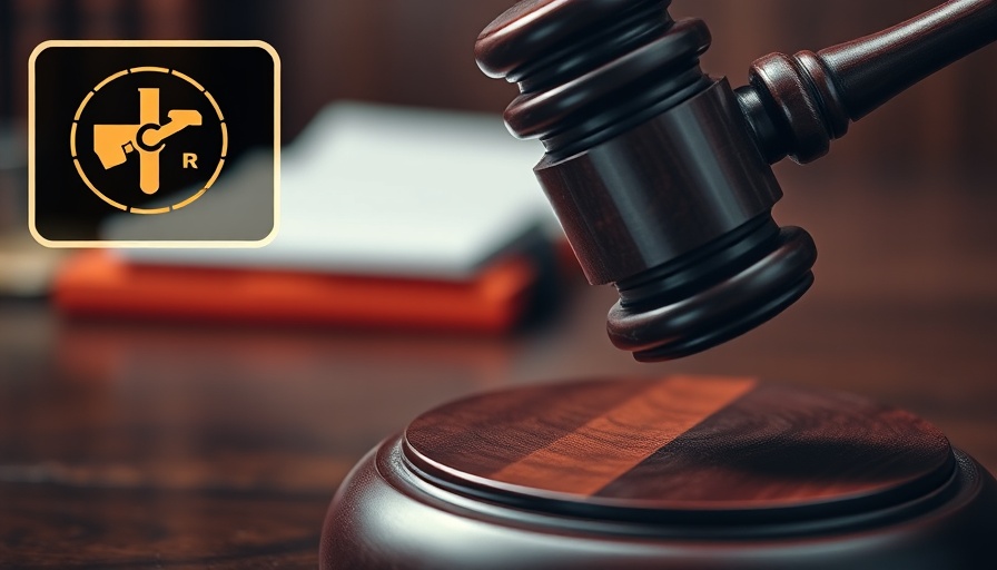 Close-up of judge's gavel striking block, legal authority theme.