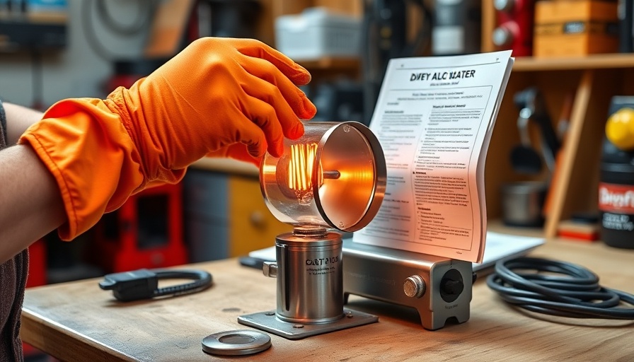 Person assembling a DIY forever alcohol heater on a workbench.