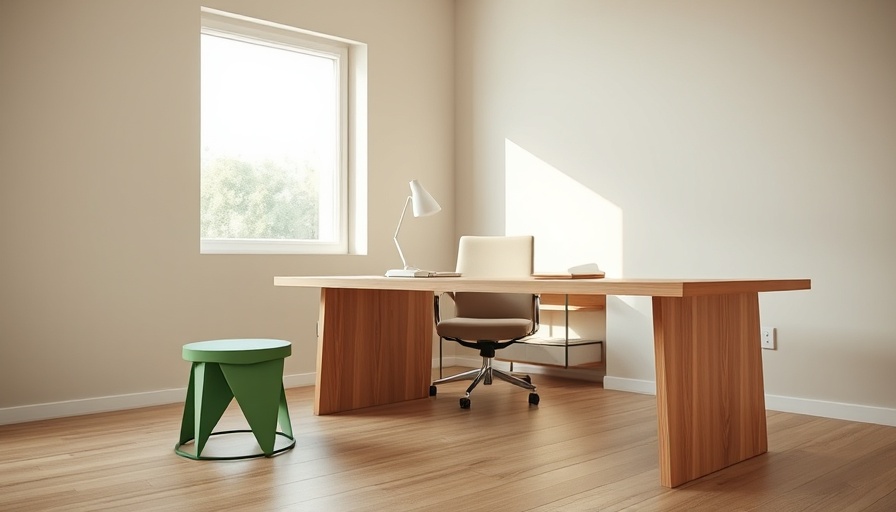 Modern home office showcasing green home decor ideas.
