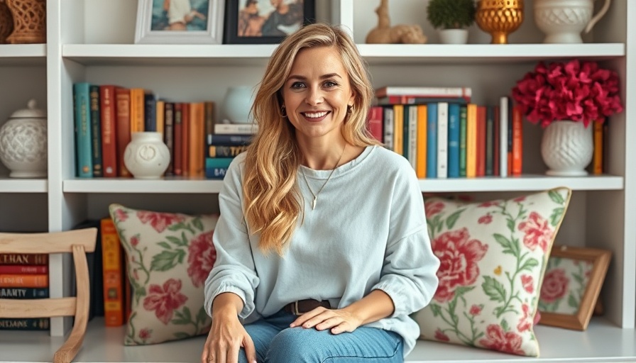 Woman sits in stylish Matilda Goad home decor setting