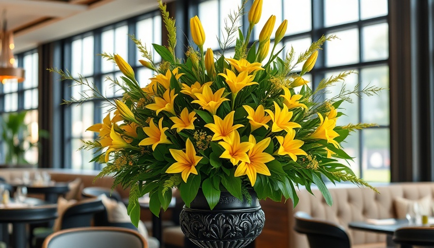 Expert floral design insights with elegant flower arrangement in modern restaurant.