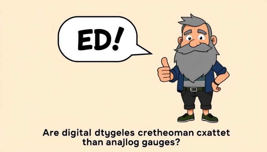Cartoon asking about digital vs analog gauges