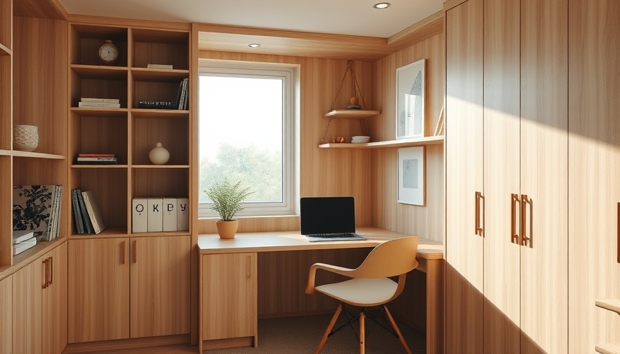 Art of Slowness in Creativity: Minimalist wooden study nook in cozy room.