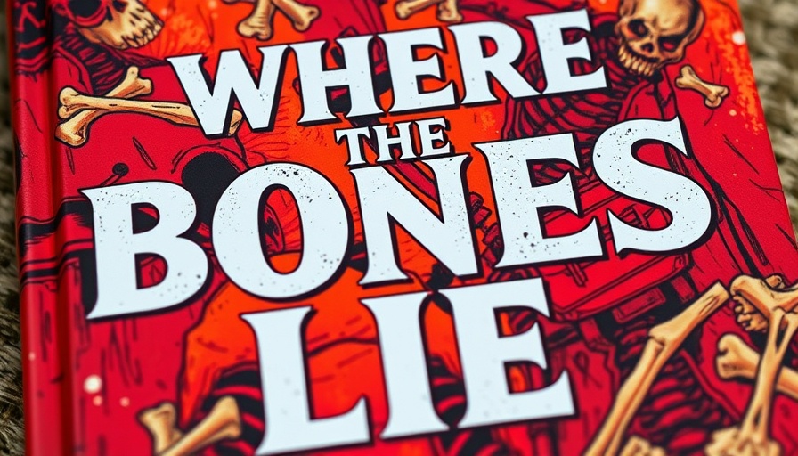 Colorful book cover with skeletal design and bold text