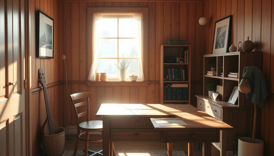 Warm wooden desk in sunlight, showcasing good light transformation trends.