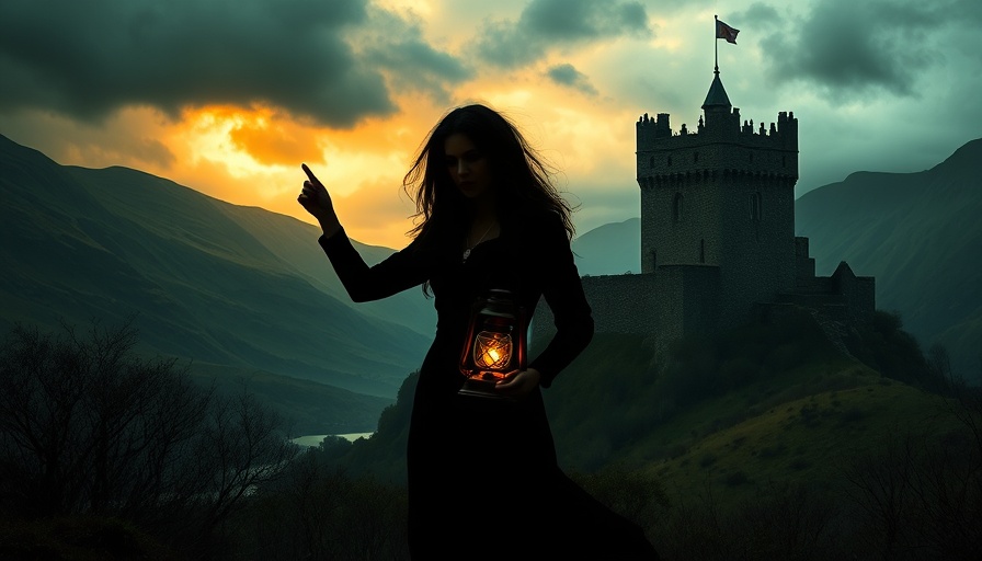 Historical fiction novel cover set in Scotland, woman with lantern.