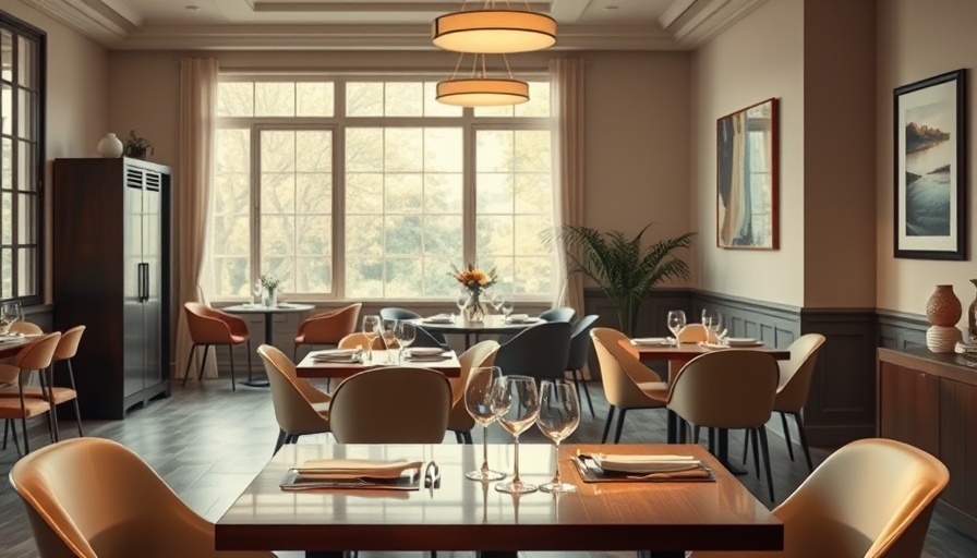 Elegant dining set in Pinch NYC furniture showroom, warm light