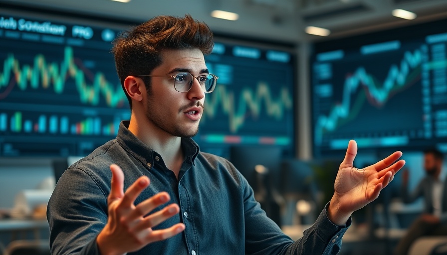 Young presenter discusses Google Shopping traffic strategies in an office.