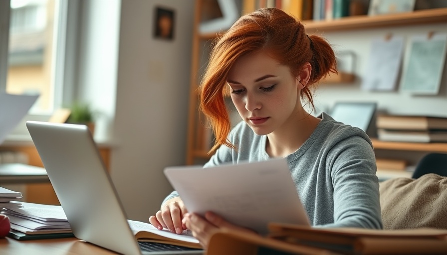 Focused woman studying laptop for podcast SEO in a cozy setting.