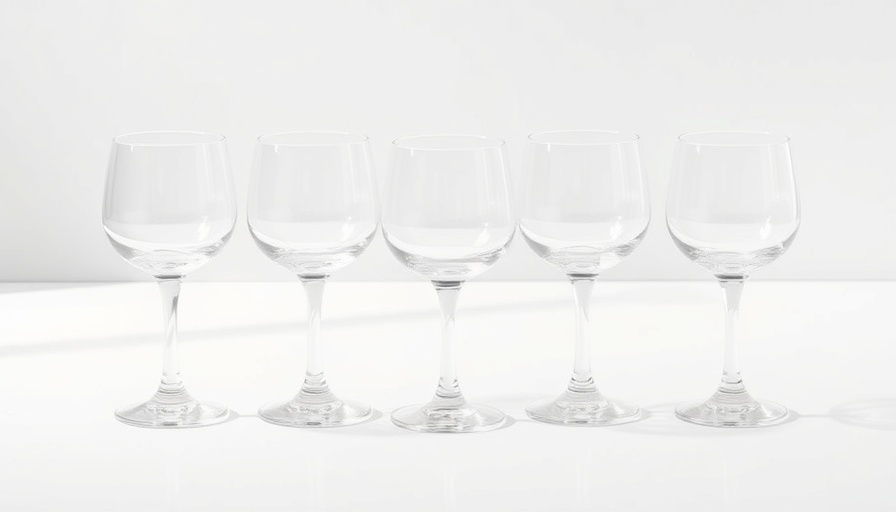 Minimalist elegant everyday drinking glasses on white surface.