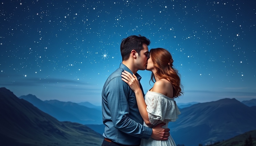 Beneath Highland Stars book cover showing a romantic kiss under a starry sky.