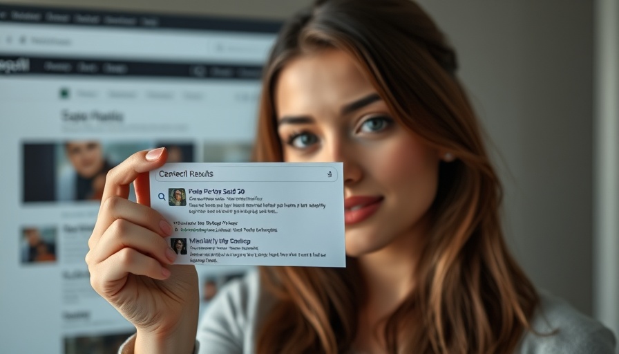 AI search visibility demonstration with young woman presenting SEO results.