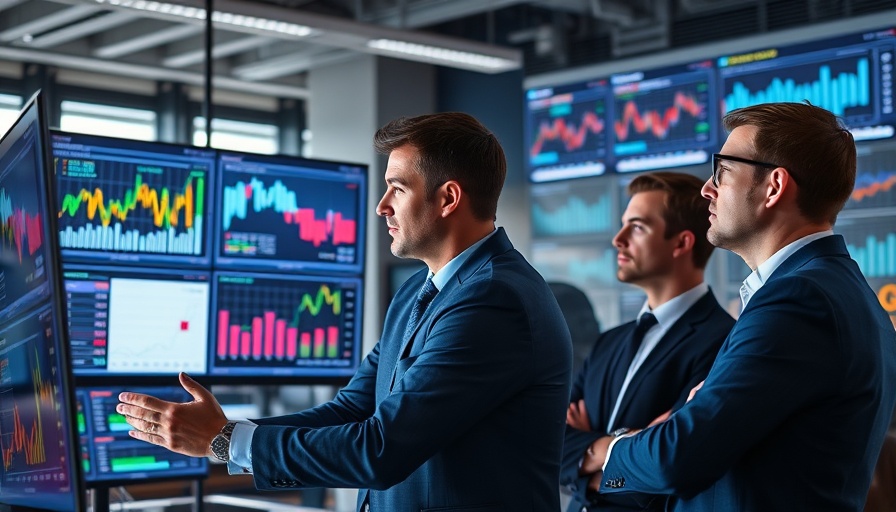 Business professionals discussing personalized marketing with AI in modern office.