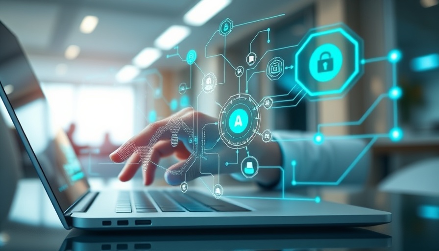 Holographic AI elements overlay on laptop for energy-efficient computing