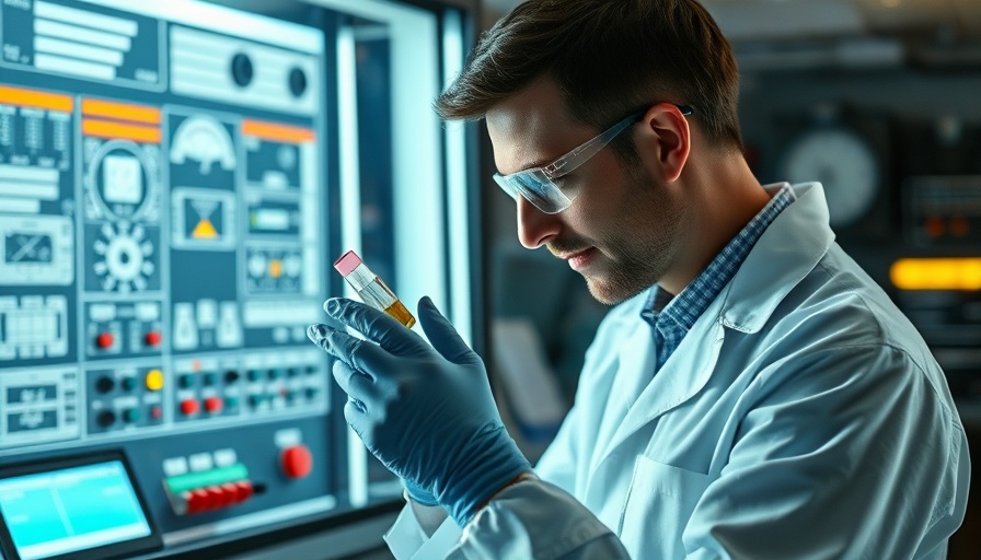 Scientist examines sample in lab on compressor-free cooling tech.