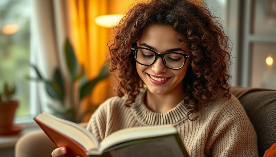 Young woman reading transformative books for personal growth indoors.
