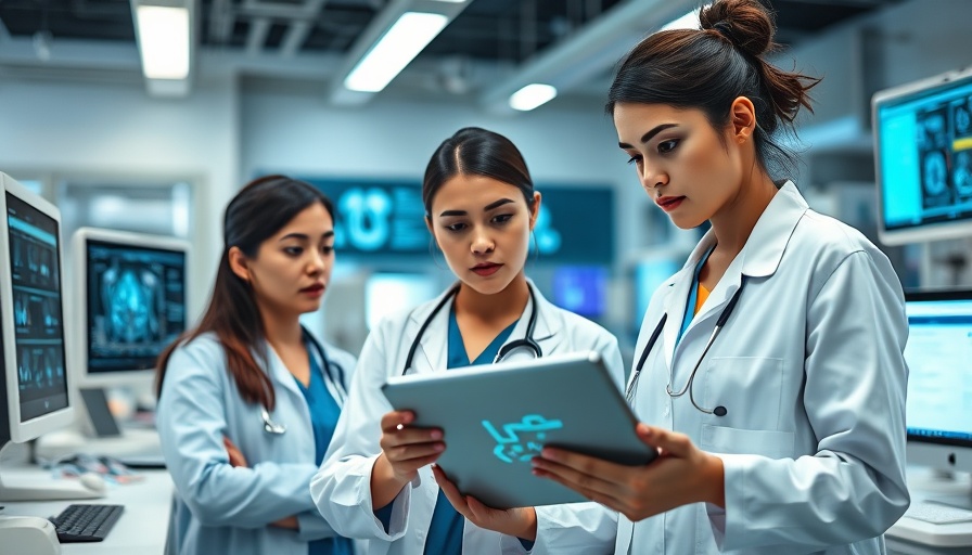 Two healthcare professionals discussing automation in healthcare and AI in a lab