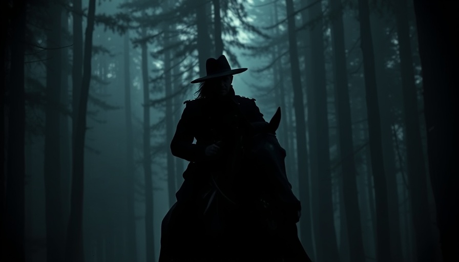 Forthcoming children's and YA historical novels for 2026 depict mysterious forest with rider.