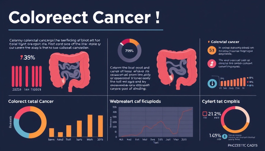 Infographic on new blood test for colorectal cancer detection, featuring charts.
