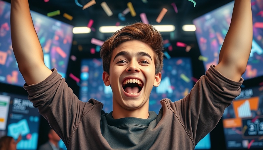 Energetic young man celebrating AI search visibility