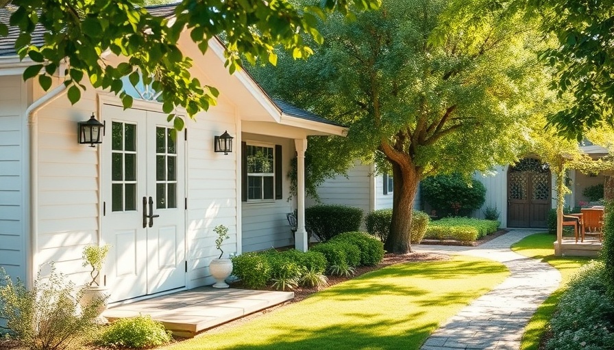 Timeless bungalow design with garden path and lush greenery.