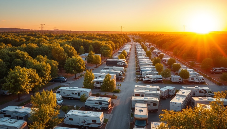 Trends in RV parks: Modern RV park with lush greenery and organized layout.
