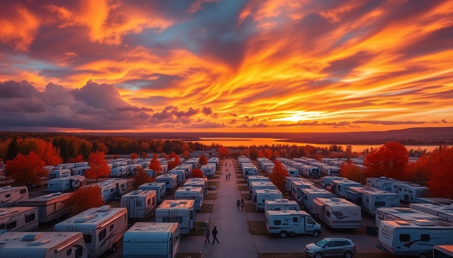Vibrant RV park at sunset with RV park revenue strategies.