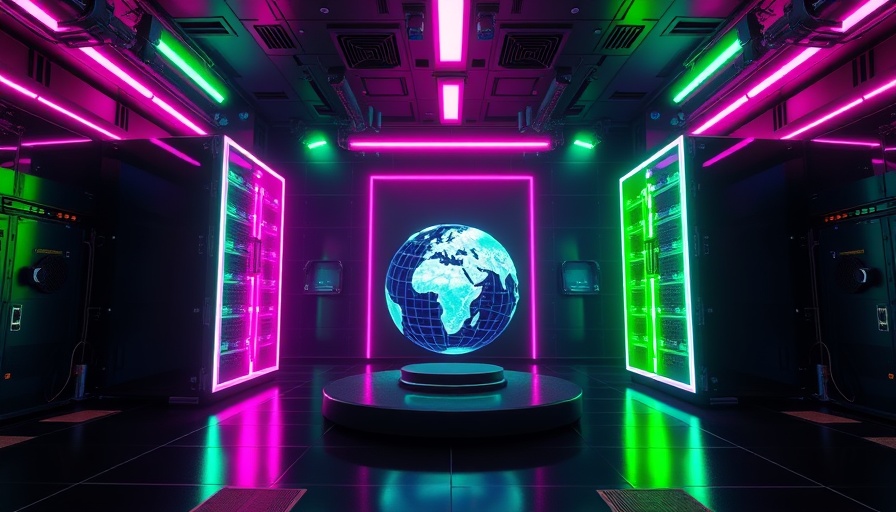 Futuristic digital scene with glowing cubes representing OpenAI and Meta.