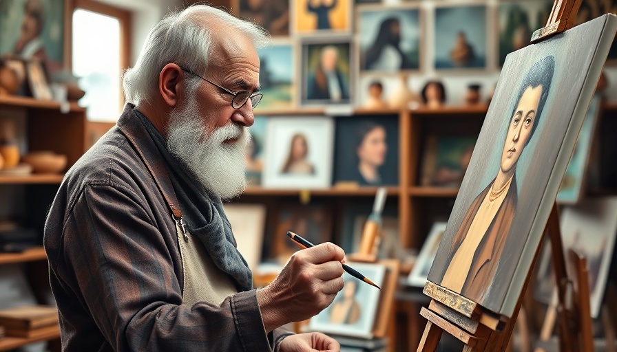 Elderly artist painting in studio, how to master painting fast
