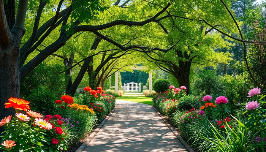 Scenic garden walkway with colorful flowers; fix for uneven walkways solution.
