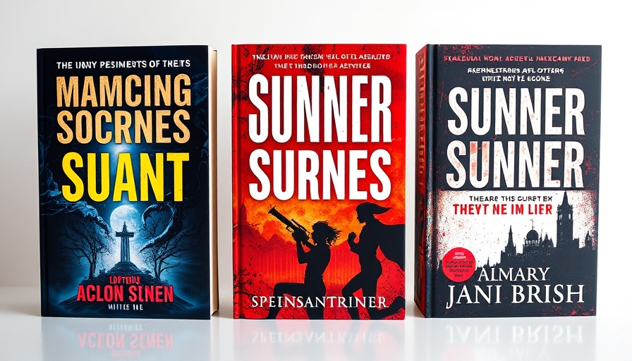 Vibrant book covers showcasing suspenseful titles.