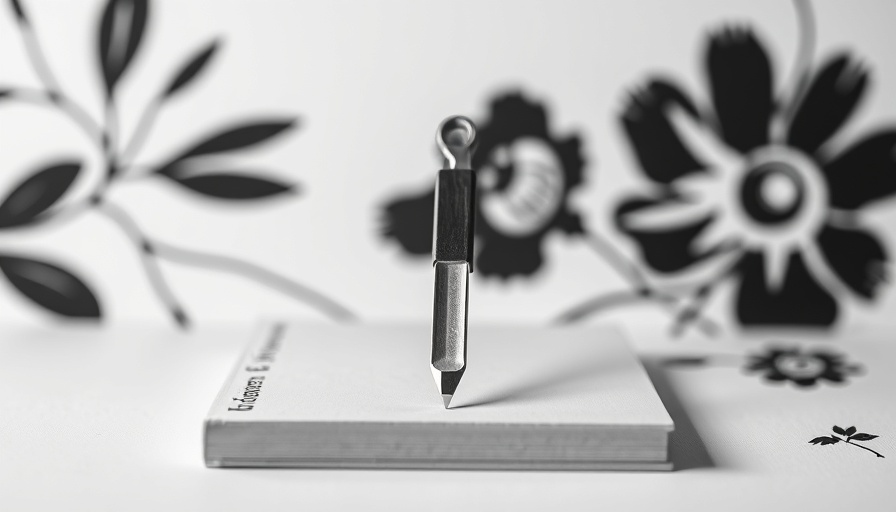 Minimalist book cover with a screwdriver and floral patterns.