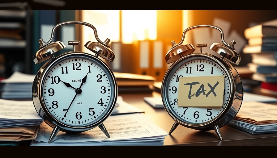 IRS deadlines for truckers illustration with alarm clocks and tax papers.