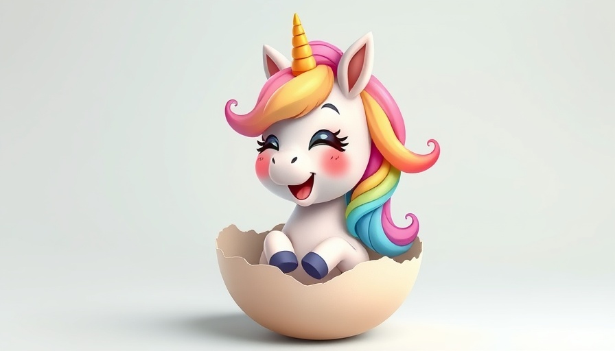 Colorful unicorn hatching from eggshell, tech unicorns 2025