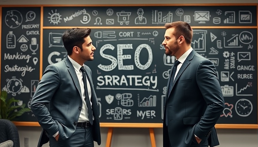 Businessmen discussing affordable SEM and SEO strategies for small businesses.