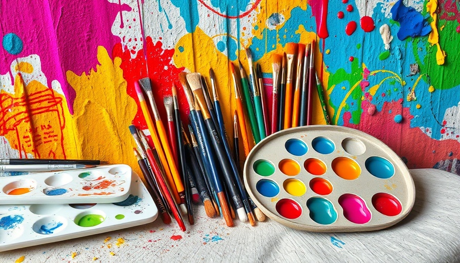 Vibrant art supplies with colorful brushes and palette, AI search visibility.