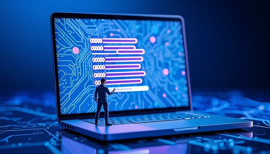 AI in Construction Procurement concept art with neural network and laptop.