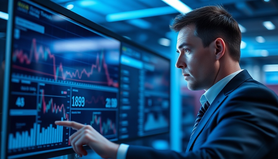 Focused businessman analyzing financial data, optimizing business strategy.
