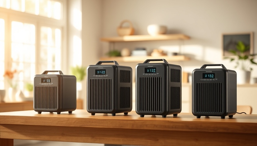 Various Jackery power stations on a table, home interior setting.