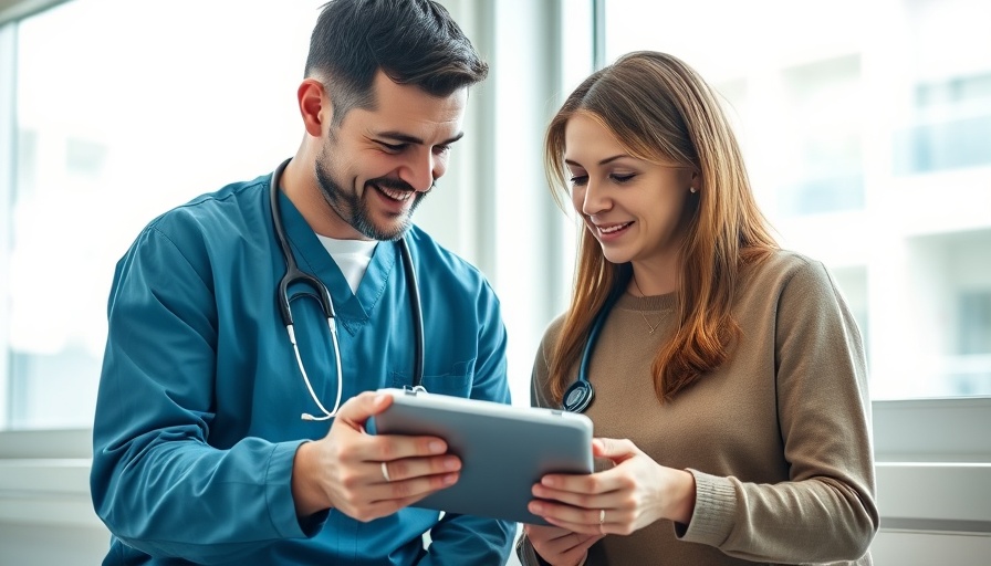 Cybersecurity in healthcare: Medical professional uses tablet for patient communication.
