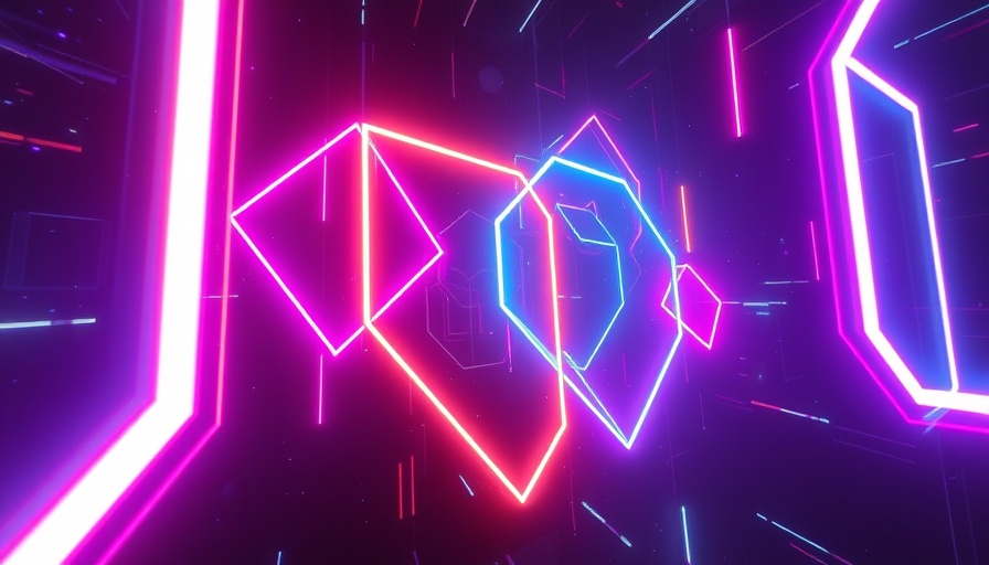 Futuristic geometric neon shapes with dynamic colors representing personalized AI conversations.