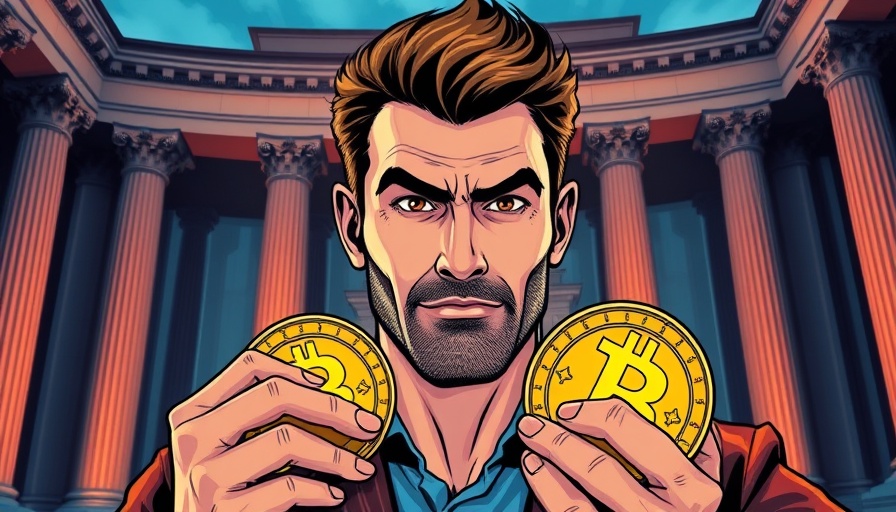 Comic-style man with XRP symbol in dramatic scene, cryptocurrency breakout backdrop.