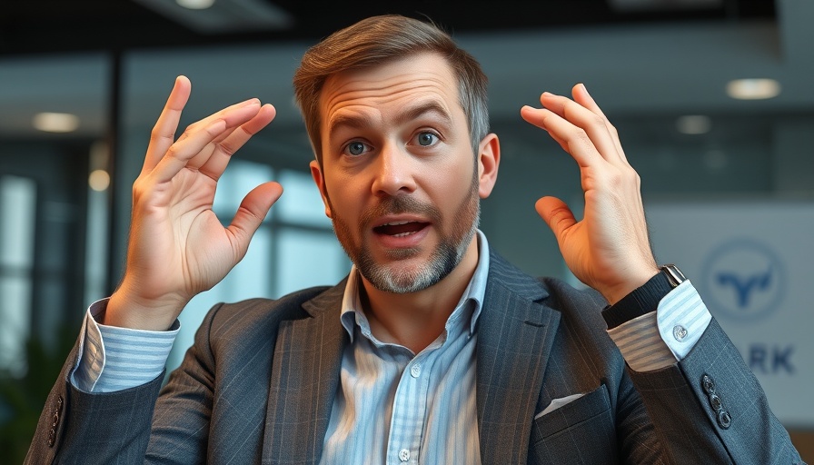 Expressive man explaining concept indoors, business growth capital.