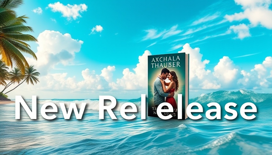 Tropical book release banner for a historical fiction novel set in France during World War II.