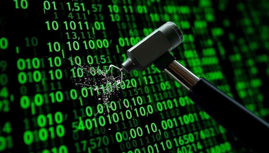 GPUHammer threat to AI models depicted by hammer smashing binary code.